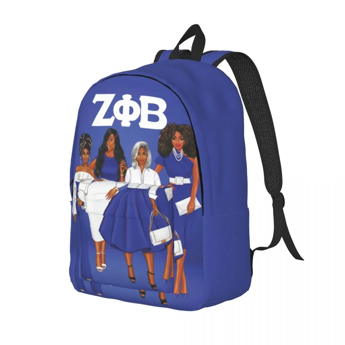 Zeta Phi Beta Sorority Canvas Backpacks for Boys Girls ZOB School College Travel Bags Men Women Bookbag Fits 15 Inch Laptop