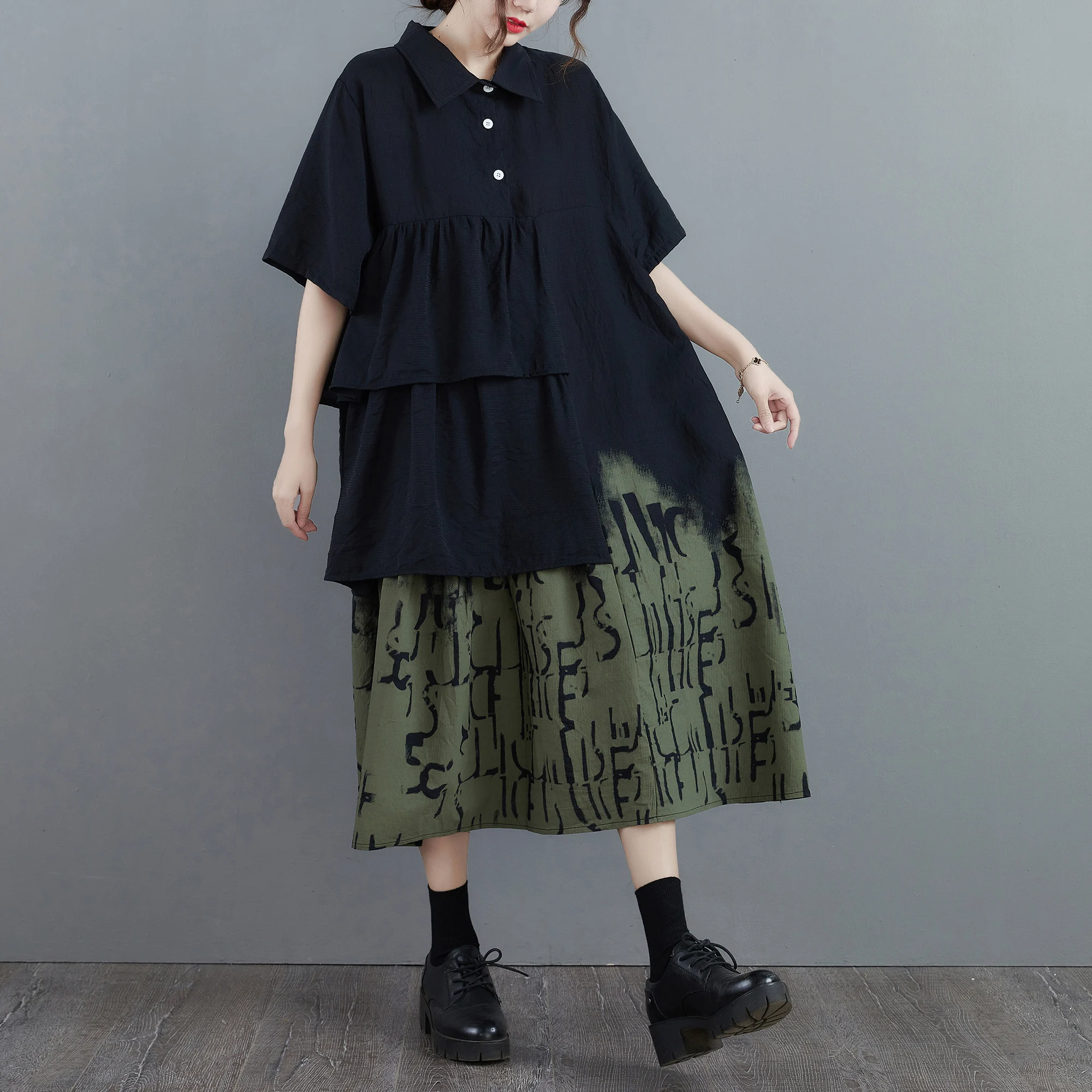 تنورة نسائية صيفية فضفاضة ميدي دكتور مرقعة تغطي البطن مكونة من قطعتين من القطن مطبوع عليها زهور تنورة على شكل حرف a للتنقل