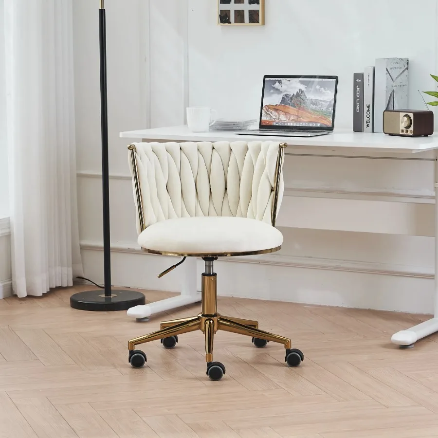 

Office Desk Chair Upholstered Home Office Desk Chairs with Adjustable Swivel Wheels Ergonomic Office Chair for Living Room Bedr