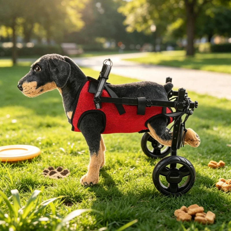 Adjustable Dog Wheelchair Rear Leg Mobility Cart with Vest Harness Two Wheels for Small Medium Dogs Outdoor Walking 반려견 휠체어