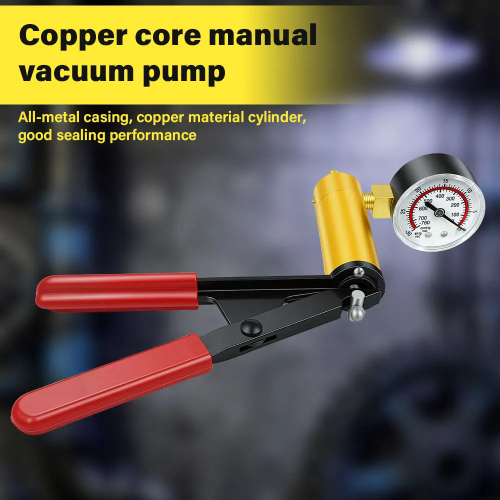 

Portable durable aluminum vacuum gauge Manual vacuum pressure pump brake fluid discharge kit Vacuum pistol pump test kit
