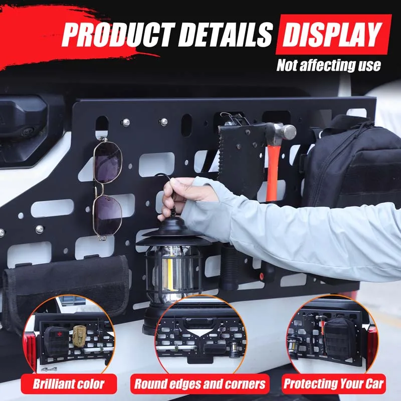 For Toyota Tundra 2022-2026 Tailgate Molle Panel Truck Bed Panel Rear Storage Rear Door Cargo Luggage Rack Organizer Accessories