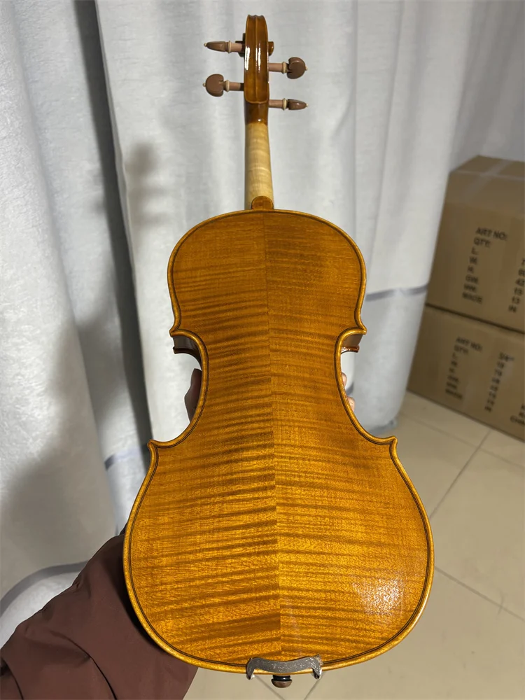 Highly Flamed Solid European Wood 4/4 Violin Cкрипка  كمان 바이올린 Hand Made Musical Instrument Keman Free violin case&Bow 1220-02