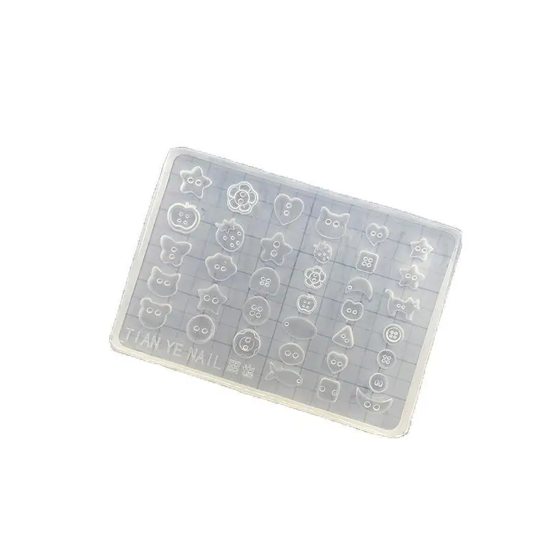 3D Buttons Nail Art Mold Silicone Cute Nail Charms Tool Women DIY Manicure Multi Shapes Button Small Model Resin Buckle Supplies