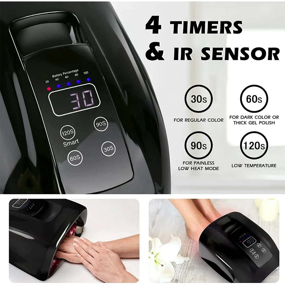 90 واط عالية الطاقة مسمار مصباح قابلة للشحن المهنية الأشعة فوق البنفسجية LED هلام مسمار علاج مجفف ضوء لتقليم الأظافر الاكريليك #4