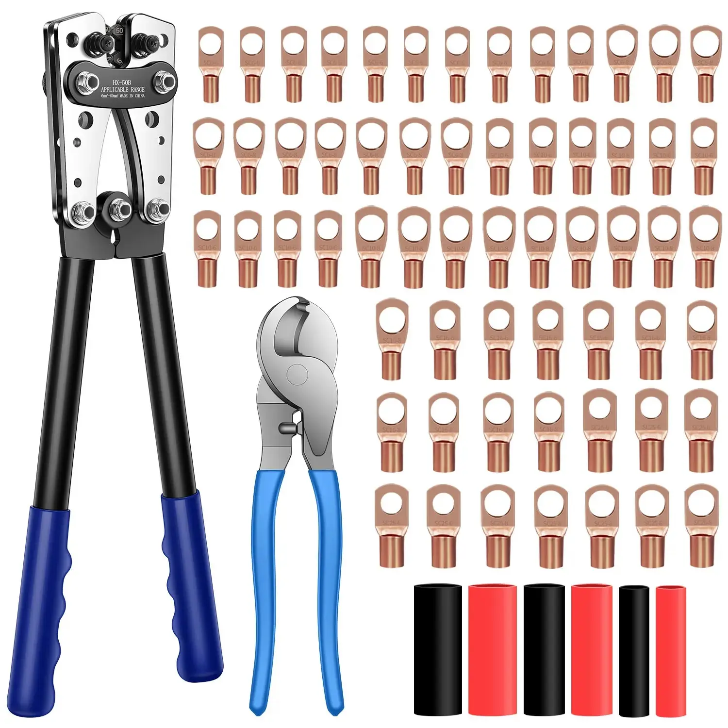 HX-50B 6-50 mm² Câble de batterie LDPOutil de sertissage pour AWG 10-1/0 fil rapDuty LDPTube Terminal Sertisseur Hex CriAJTools Pinces