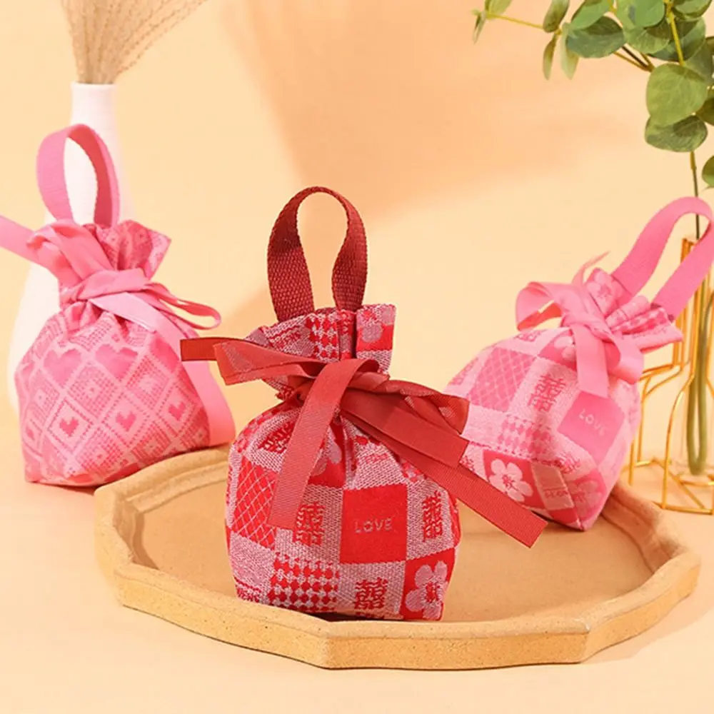 Borsa per zucchero da matrimonio con cuore d'amore dolce, manico di grande capacità, fiocco in nastro, borsa da polso, portafoglio, borsa con fiocco, borsa da esterno