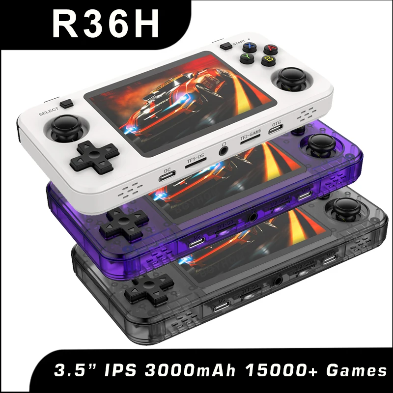 R36H Retro Handheld Console RK3326 Open-Source Linux System Classic Game Consoles 3.5 inch IPS Screen Portable Video Player