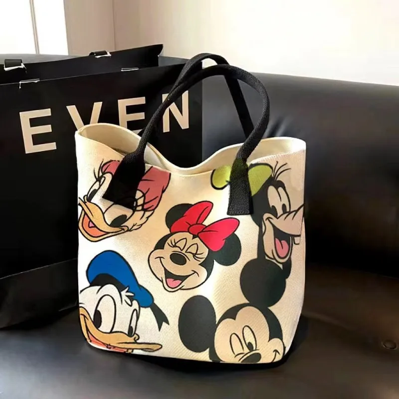 New Disney Minnie Pluto Cartoon Large Capacity Women\'s Canvas Bag Hand Shopping Bag Shoulder Bag Shopping Handbag