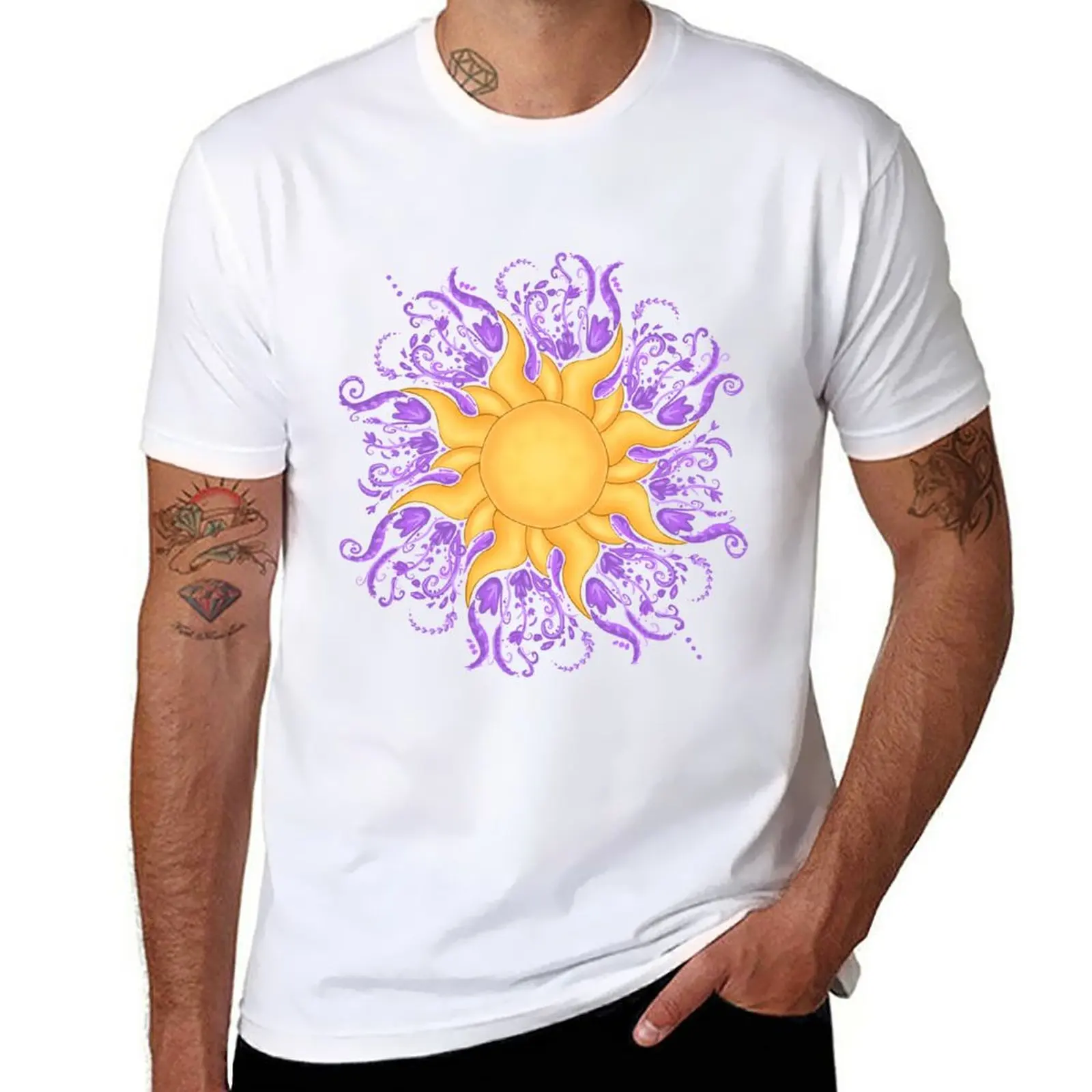 

New Tangled Sun T-Shirt korean fashion sublime t shirt Short sleeve tee mens t shirt