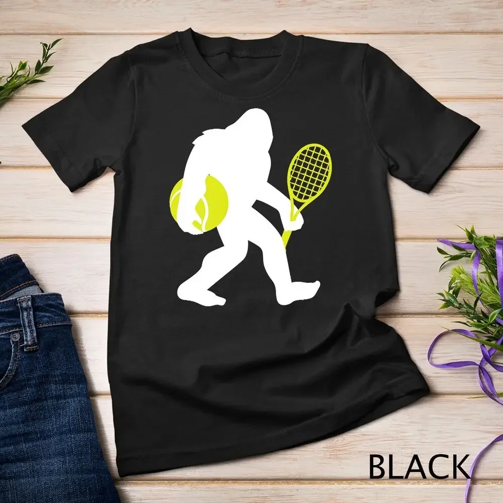 Bigfoot Tennis Player Shirt, Funny Cute Sasquatch Gift Unisex T-shirt High Quality 100%Cotton Short Sleeve