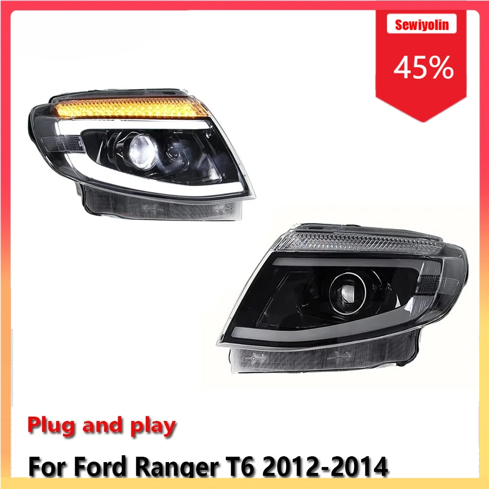 

Car LED Headlight Automobile PartsFor Ford Ranger T6 2012-2014 Fog DRL Brake Turn Signal Lamp Plug and Play