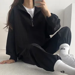 Women Sweatshirt Pants Loose Fashion Suits Korea Style Cotton Tracksuit Casual Sports Sweatshirts Pullover Sweatpants Outfits