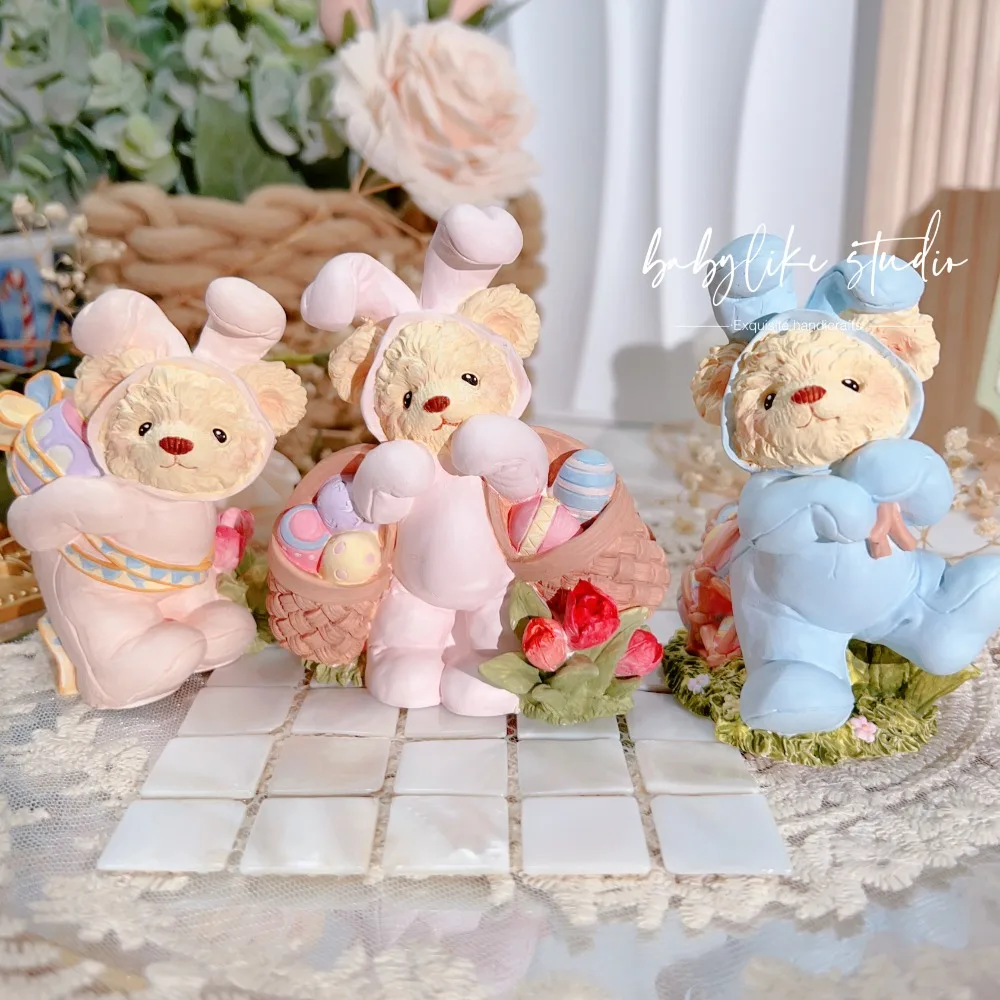 Rabbit Easter Egg Bear Desk Ornament Aromatherapy Plaster DIY Coloring Graffiti Sculpture Figurines Decoration Gifts