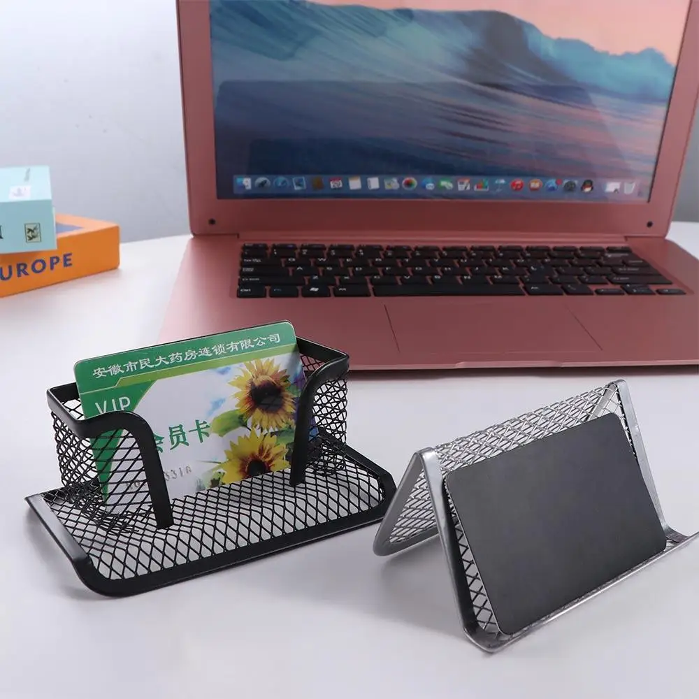 Display Bracket Mesh Card Metal Holder Portable Durable Business Card Display Stand Fashion Metal Name Card Display Holder