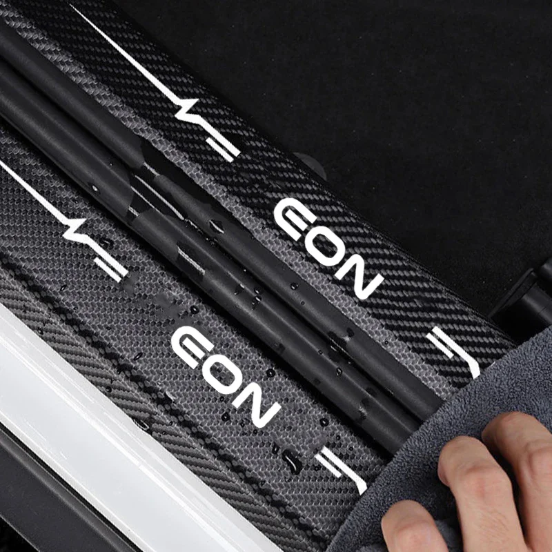 Carbon Fiber for Hyundai EON logo Car Front Door Sill Scratch Stickers 2024 Trunk Threshold Bumper Strip Decals Accessories