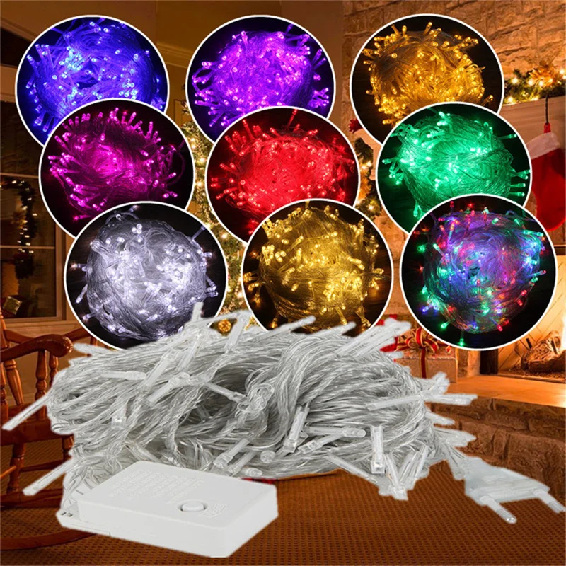 Imagem -06 - Impermeável Led String Light para Decoração de Árvore de Natal Guirlanda Luzes de Fadas Interior e Exterior Feriado 10m 100 Leds