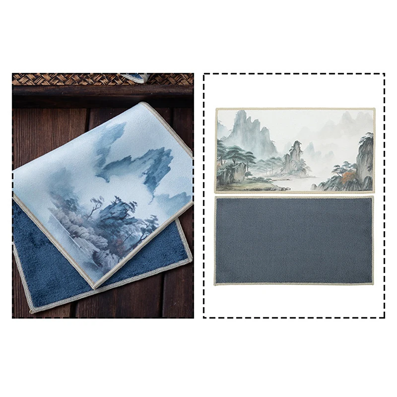 Asciugamano da tè di fascia alta 30 * 18 cm con stile retrò e pittura colorata, panno speciale per bere il tè, set da tè premium