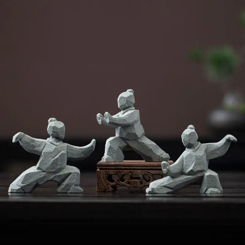 New Sale Chinese Kung Fu Figure Martial Arts Sculptural Ornament Classic Decorative Statue for Tea Table or Study Desk
