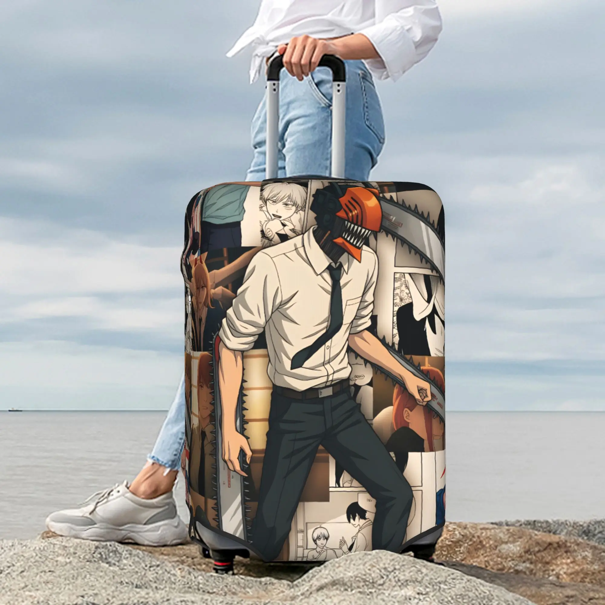 Denji Chainsaw Man Power  Luggage Cover Elastic Makima Himeno Kobeni  Travel Suitcase Protective Covers Suit For 18-32 inch