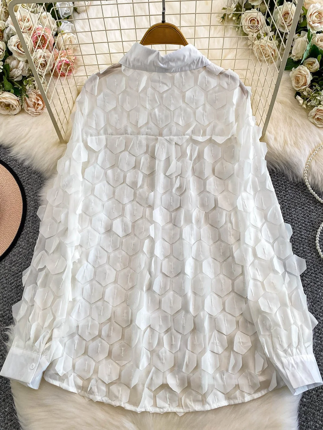 Trendy Casual frauen irt Stehkragen 3D Dekoration Vielseitig Herbst Top Koreanische Sle Lange Sve Lose Fit Täglichen Tragen