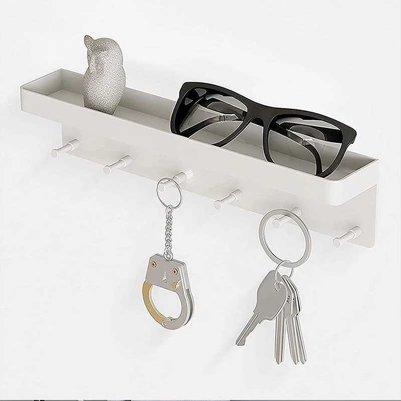 Wall-Mounted Shelf Sundries Organizer Hanging Storage Key Rack Stand Home Decorative Storing Hanger Key Towel Holder Key Board