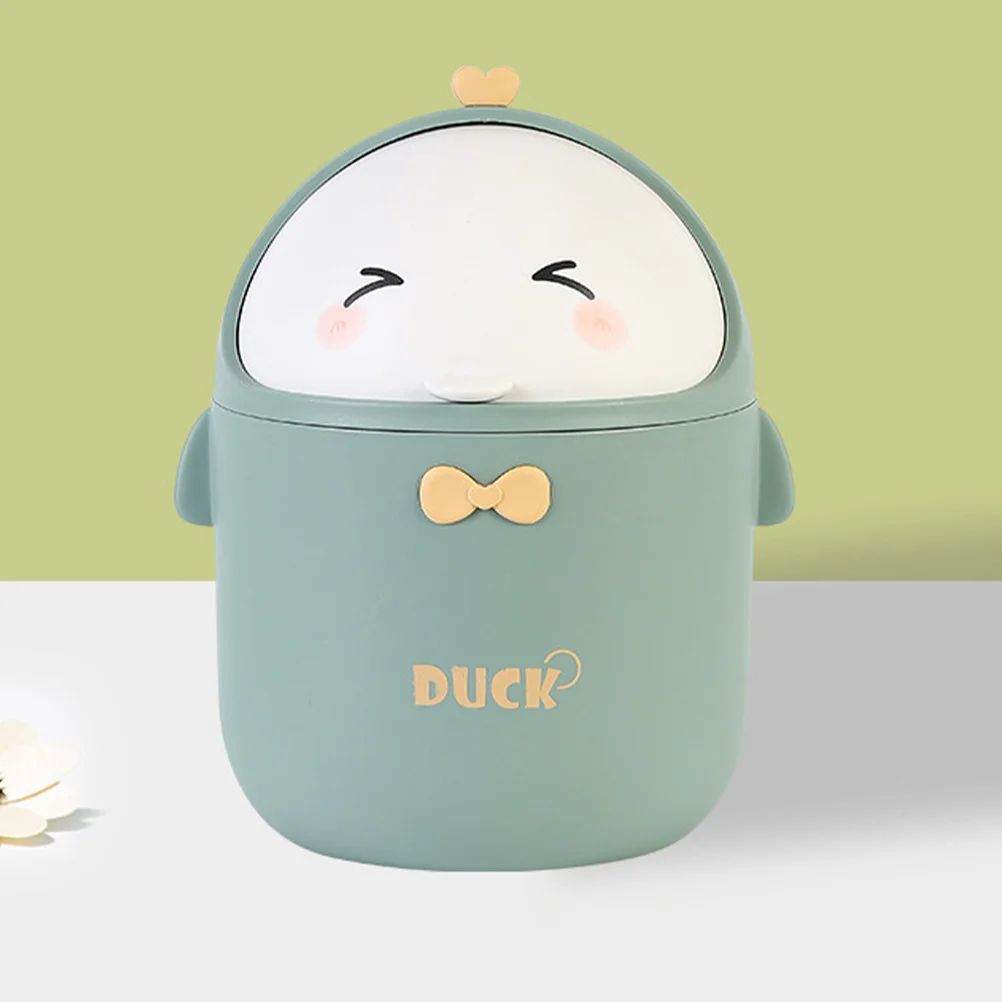 Cute Cartoon Internet Celebrity Duckling Office Desktop Trash Can Mini Paper Basket Pink Small Garbage with Lid Pp Table Bags