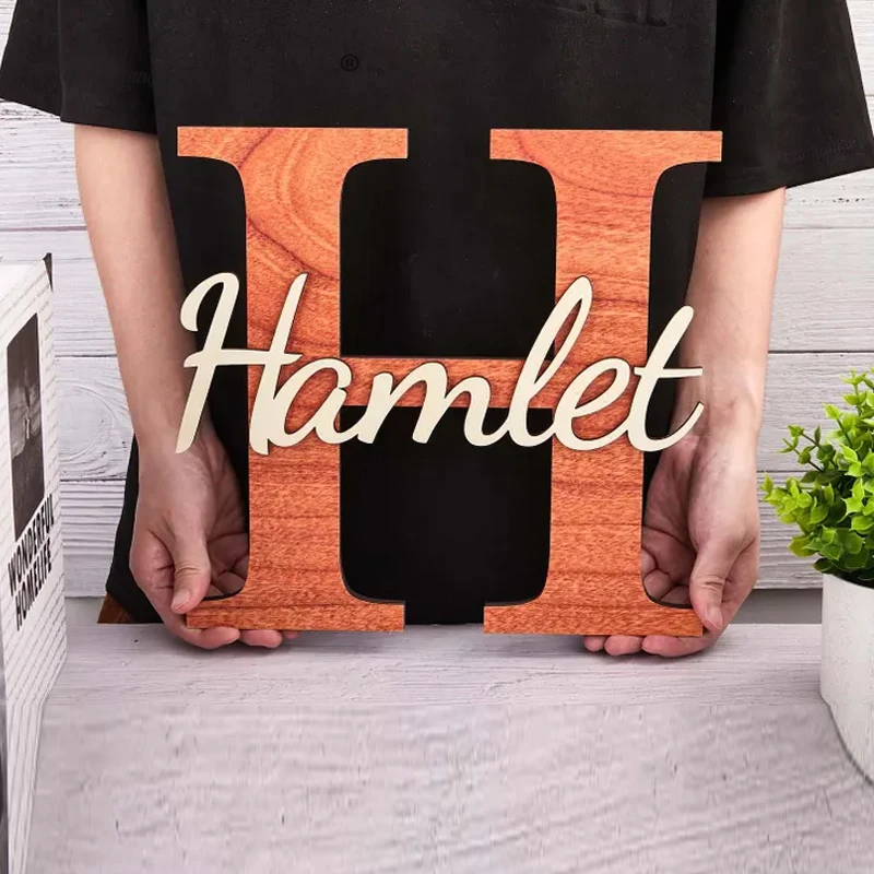 

Тапинализированная табличка с именем с буквами на заказ, табличка с именем семьи с изображением перьера, деревянная настенная табличка с именем для стены, свадебные украшения