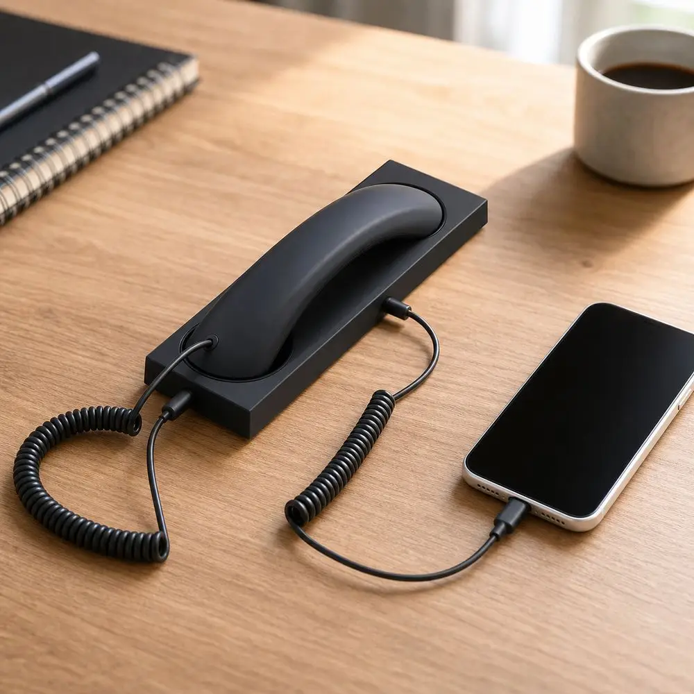 New with Microphone Phone Handset Telephone Style Tangle Free Wire Telephone Handset Type-C Handheld Cell Phone Receiver