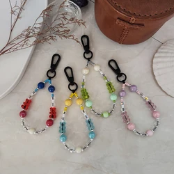 HERLOOK Animal Bear Keychain Y2K Accessories Glass Beads Key Chains Bag Charm Keyring