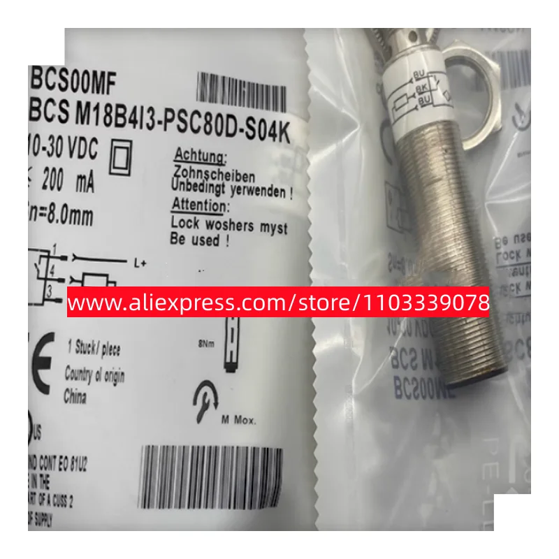 2PCS New capacitor sensor BCS M18B4I3-PSC80D-S04K BCS M18B4I3-NSC80D-S04K