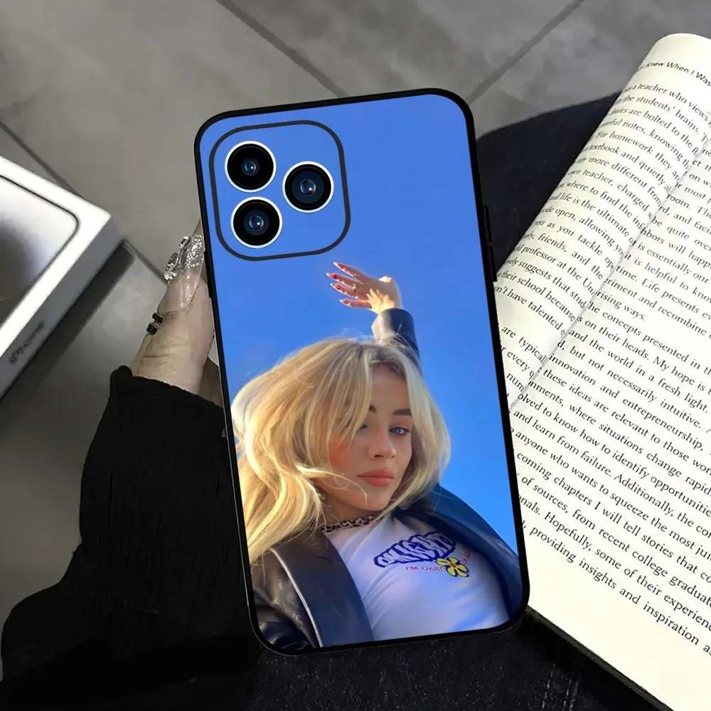 Singer Sabrina Carpenter Phone Case iphone13 12 11 14 15 Pro Max XS Max XR X 14 15Plus Black Silicone Soft  Cover