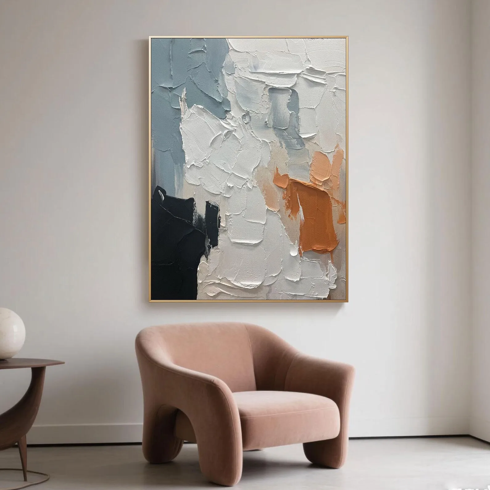 Mhemyo Original Textured Abstract Hand Painted Oil Painting Layered Paint Neutral Palette Knife Canvas Art For Living Home Decor