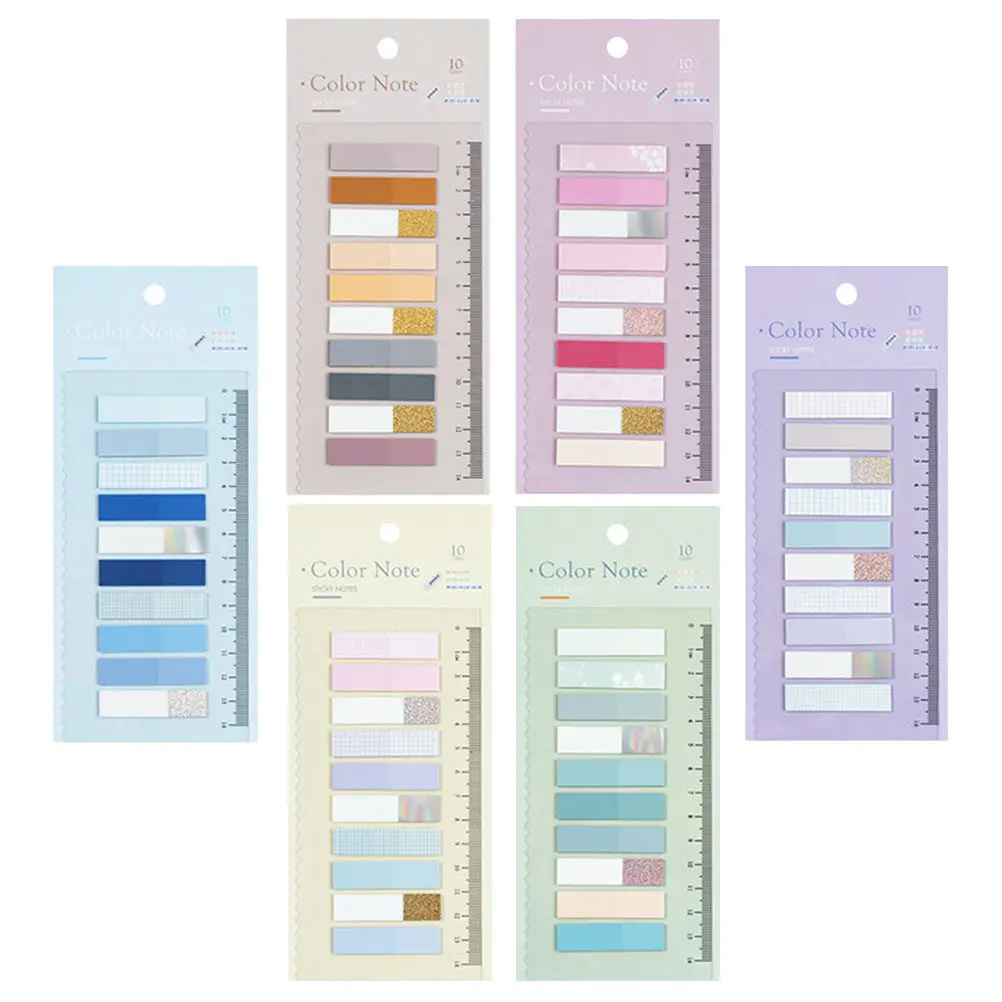 

6 наборов ярких цветных стикеров-маркёров, бумажные блокноты для заметок, съёмные клейкие индексные закладки, принадлежности для аннотации книг