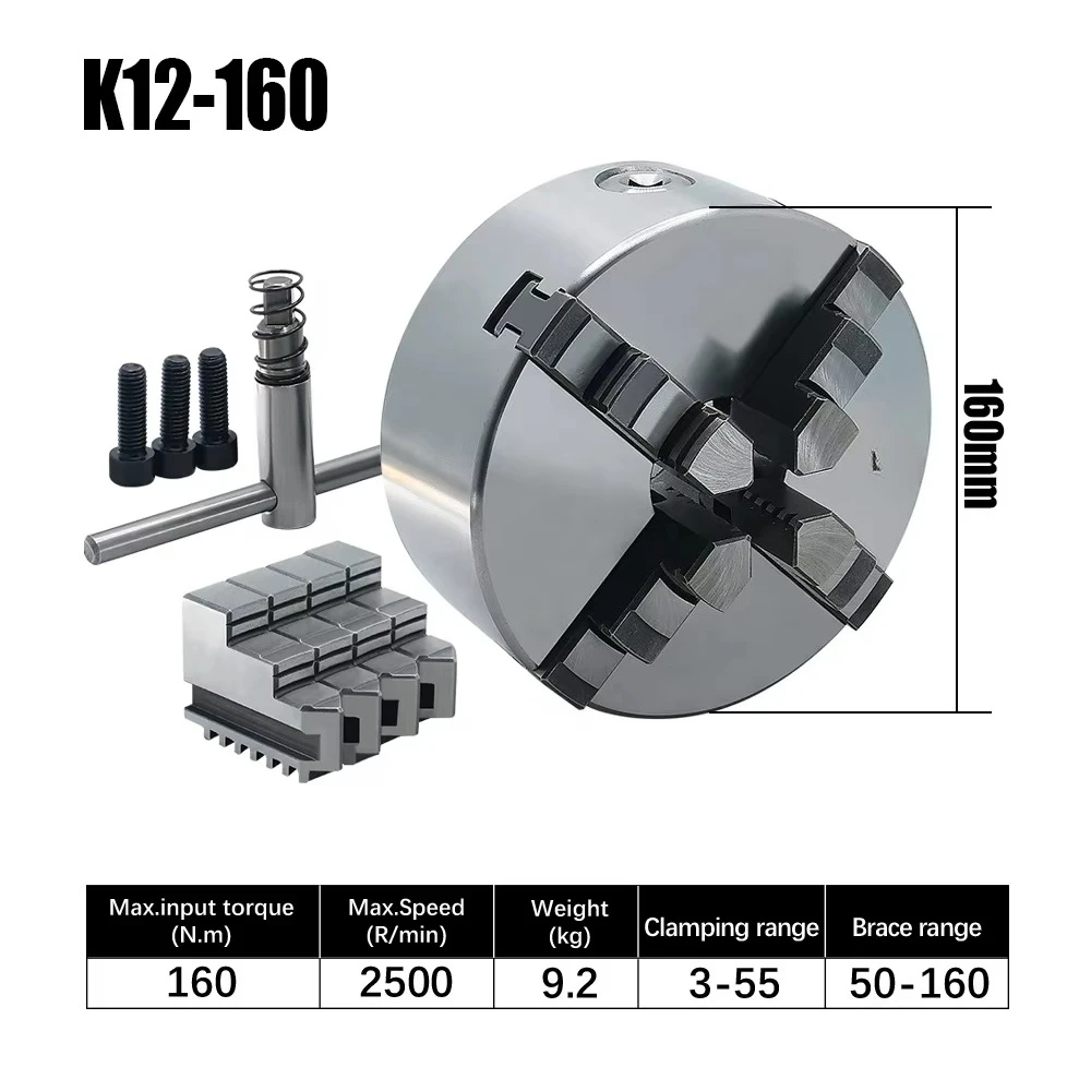2500 rpm 160nm 4-jaw independent chuck 4-jaw chuck