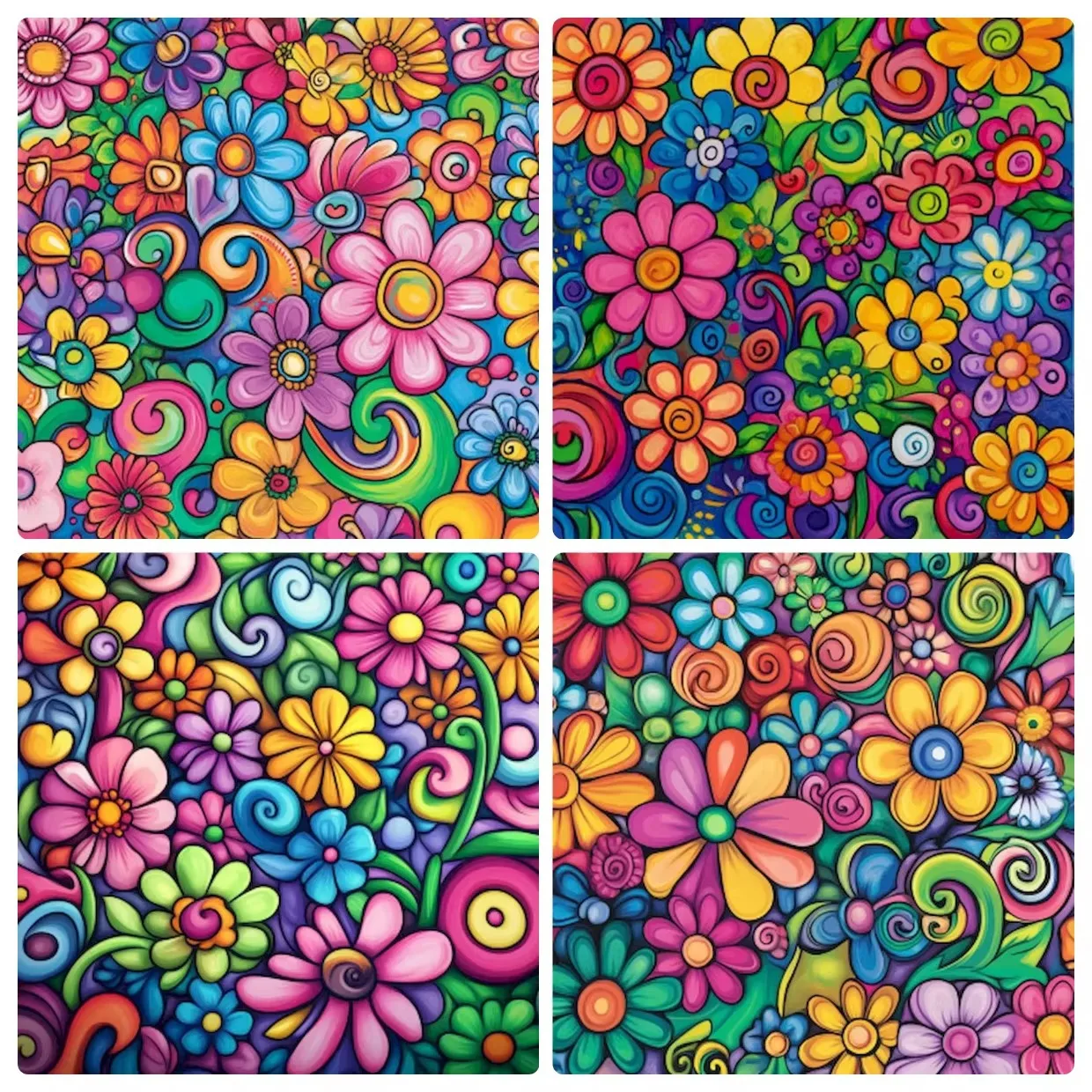 Diamond Painting Colorful Doodle Floral Diamond Mosaic Handmade Art Exquisite Creative Gift Home Decoration
