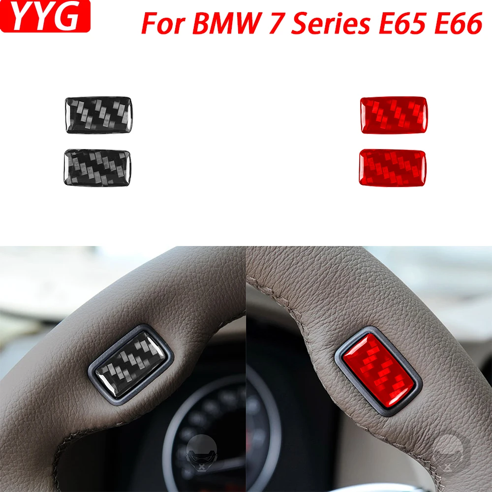 

For BMW 7 Series E65 E66 2002-2008 Carbon Fiber Steering Wheel Button Panel Decorative Cover Car Interior Accessories Sticker