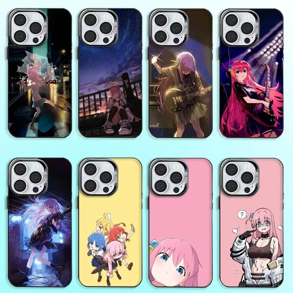 

Bocchi The Rock Kessoku Band Phone Case For iPhone17,16,15,14,13,12,11 Plus,Pro Max Colored Silver Plated Inside Cover