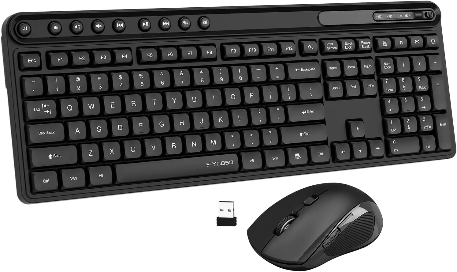 

Full-Sized Wireless Keyboard and Mouse Combo, 2.4GHz USB Lag-Free, for Windows/Mac