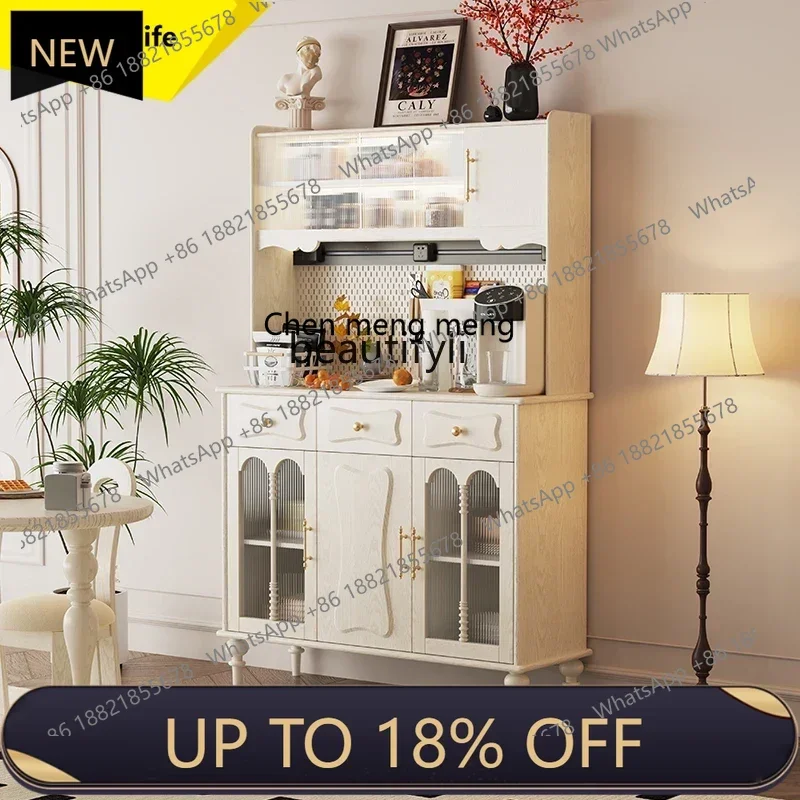 

P178 American side cabinet storage solid wood high side cabinet French cream retro living room decorative locker