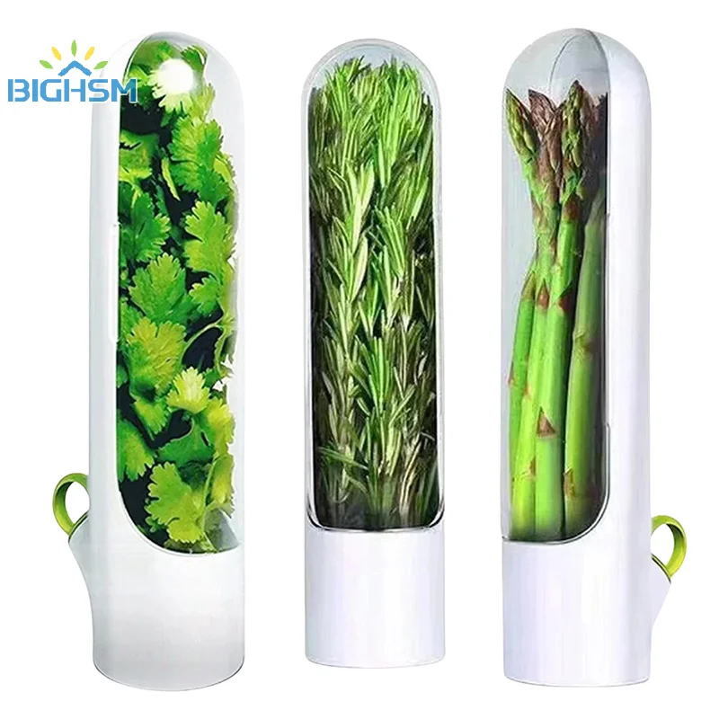 Herb Saver Storage Container Fresh Herb Keeper Vanilla Vegetables Fresh Preservation Bottle For Refrigerator Kitchen