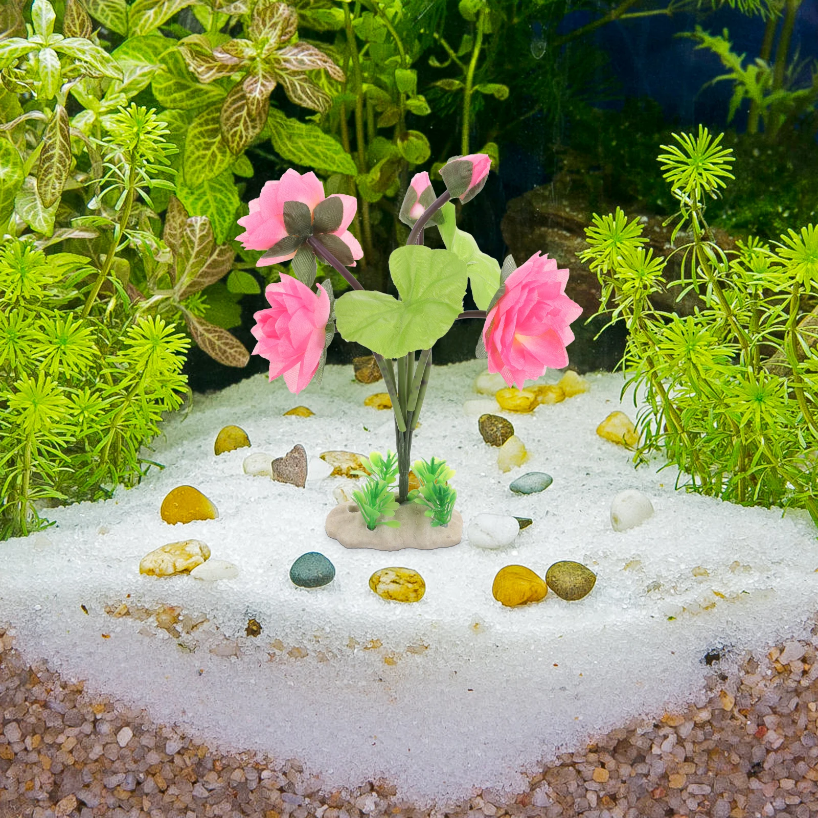 

Simulated Lotus HH01 Deep Pink Aquarium Flowers Realistic Plastic Plants for Fish Tank Decoration Household Use Pet Supplies
