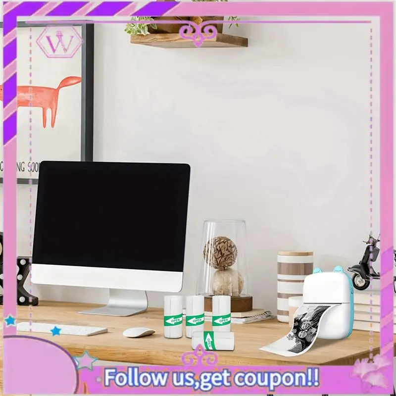 Etichette autoadesive in carta adesiva per mini stampante termica da 20 pezzi in bianco e nero per tutte le stampanti fino a 57X30 mm