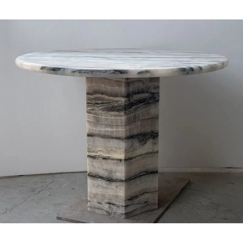Natural Pink Agate Stone Round Dining Table for Villa Hotel Home Decor Club Exhibition Hall Luxury Furniture