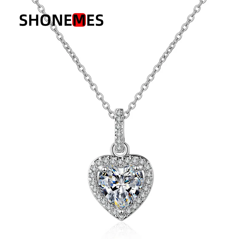 Shonemes Love Heart Zircon Pendant Necklace Stylish Elegant Clavicle Chains Jewelry Gifts for Women