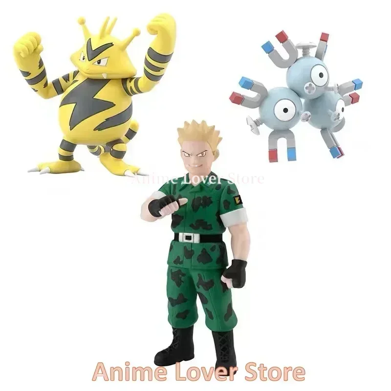 Bandai original shokugan pokemon skala welt kanto region lt. surge magneton elect abuzz anime action figuren spielzeug für kinder geschenk