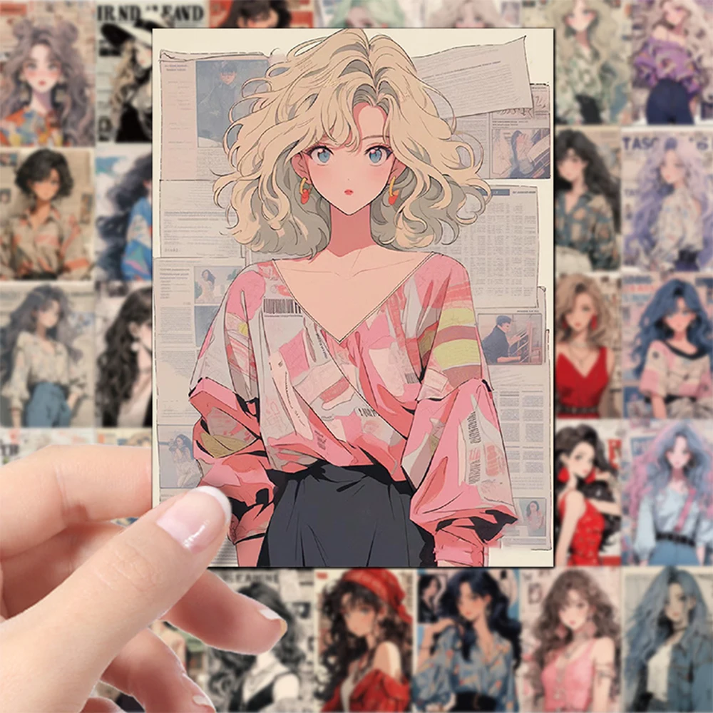 10/30/60 pçs vintage anime menina adesivos estéticos ins estilo bonito decalque brinquedo diy guitarra papelaria capacete dos desenhos animados graffiti adesivo