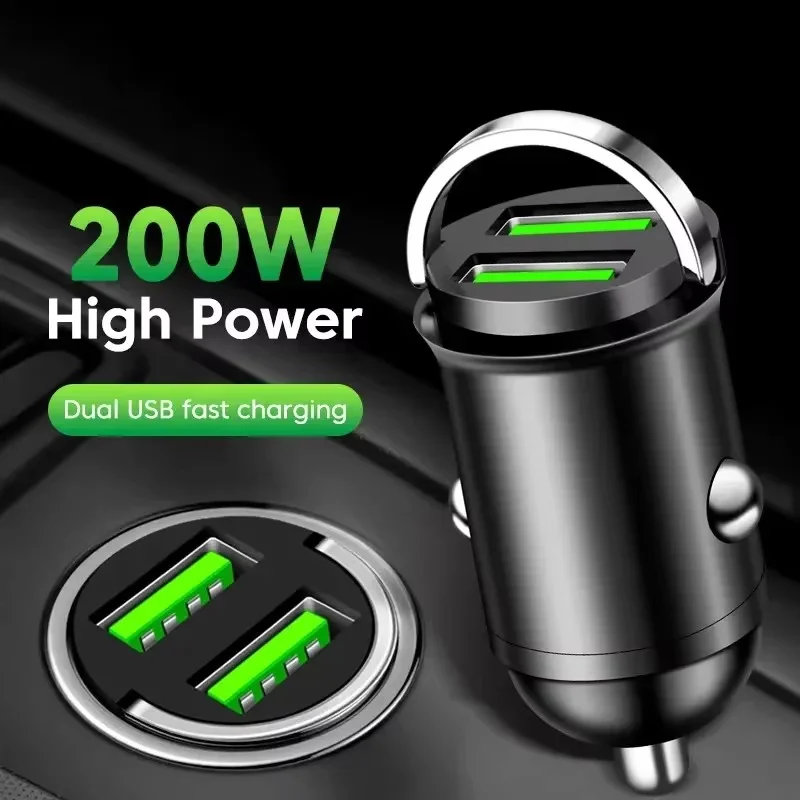100W/200W QC3.0 PD Mini Car Charger 12-24V Lighter Fast Charging Car USB Type C Charger for Xiaomi Samsung Huawei iPhone Power