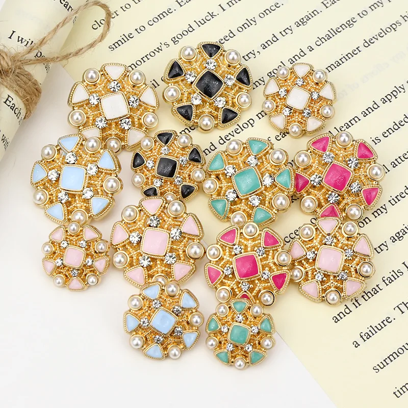 Luxury Round Sewing Accessories Buttons for Clothes Gemstone Rhinestones Decorative Buttons for Clothing Buttons for Coat Jacket