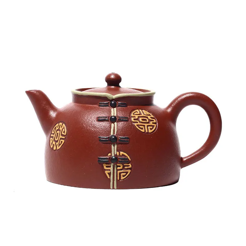 Handmade Tang Suit Purple Clay Teapot Famous Large Cinnabar Sand Teapot 250cc Tea Set Collection